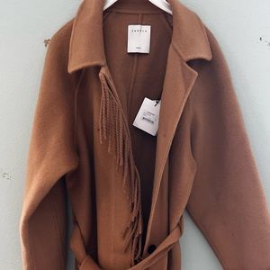 Sandro-Paris Camel Fringe Trench coat
